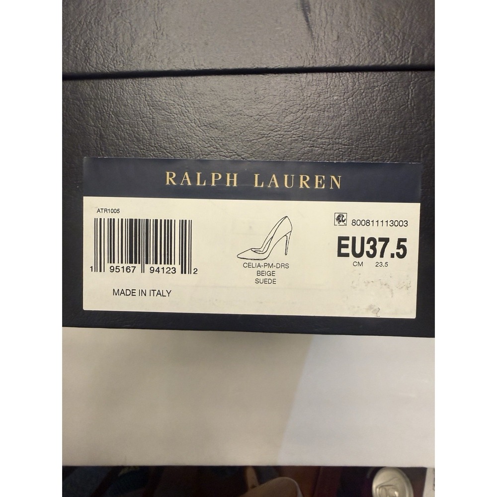 Ralph Lauren Celia Goat Suede Pumps 7  Beige Purple Label  Womens 37.5 Shoes New - Picture 9 of 12